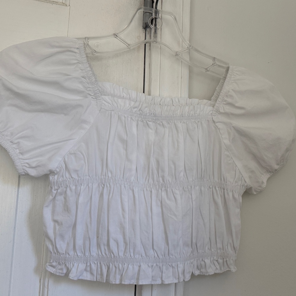 Zara White Puff Sleeve Top